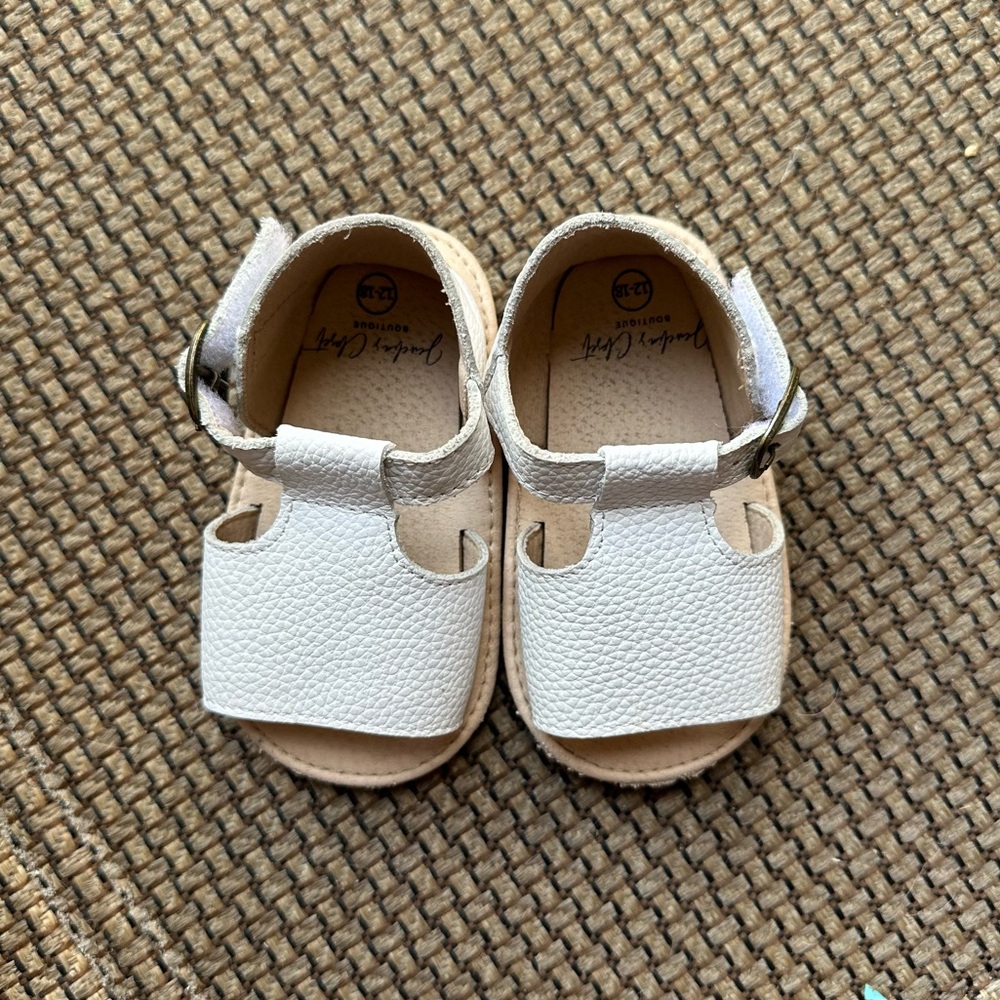 Baby toddler white leather sandals